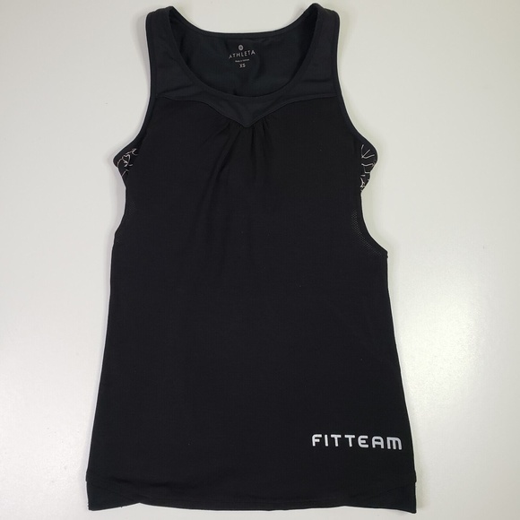 Athleta Fit Team Tank Top Cut Out Mesh Black Gold Women's Size XS - Picture 2 of 10
